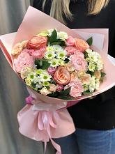 Букет цветов из:  Гвоздики, Розы и Хризантемы в Катыр-Юрте