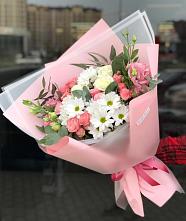 Букет цветов из:  Розы, Лизиантусы и Хризантемы в Катыр-Юрте